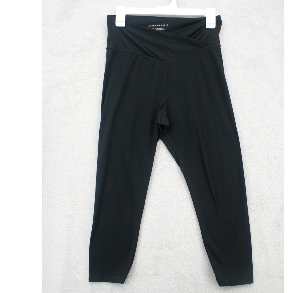 American Eagle‎ The Lightweight Everything Legging Black V-Waist 7/8 M Short